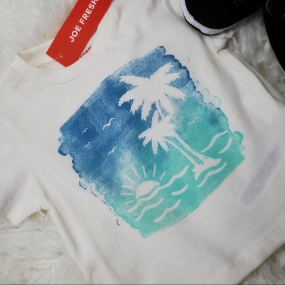 NWT Joe Fresh Graphic Off White Sun Palm Tree Top - Picture 3 of 3